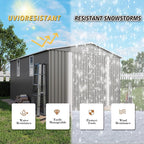 10x12x6.7FT Outdoor Storage Shed, Galvanized Steel Garden Shed with Lockable Door & Window, Waterproof Metal Tool Storage for Garden, Backyard, Patio, Lawn(Grey)