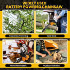 12 Inch Cordless Chainsaw Compatible with DeWalt 20V MAX, 1200W Brushless Motor, Auto Lubrication, Security Lock, Handheld Electric Chainsaw for Tree Trimming (Battery Not Included)