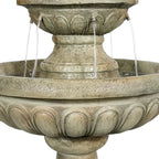 42.5" H Traditional Outdoor Water Fountain with Pineapple Finial – Classic Garden Décor with Flowing Cascade and Antique Stone Finish for Patios, Lawns, and Courtyards