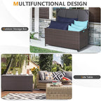 RELAX4LIFE Patio Rattan Storage Box - 50 Gallon All-Weather Wicker Storage Box w/Top Lid, Protective Liner and Wheels, Outdoor Deck Box Waterproof for Cushions, Toys, Garden Tools