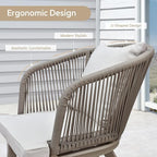 PURPLE LEAF 9 Pieces Outdoor Metal Furniture Set Patio Conversation Sets Dining Set, 1 Square Dining Table and 8 Modern Chairs with Cushions Seat Champagne