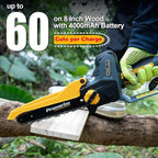 2 In 1 Mini Chainsaw 8 Inch Cordless Hand-Held Electric Chain Saw with Pole Compatible with Makita 18V Batteries Branch Cutter 8000mAh Battery PR-E8-Set