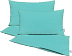 RSH DECOR: Sunbrella Pillow Covers Set of 4 | Covers Only - 20" x 12" | Outdoor Lumbar Pillow Covers Crafted with Sunbrella Performance Fabric | Canvas Aruba