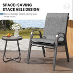 Patio Table and Chairs Set - 3 Piece Outdoor Stackable Dinging Chairs for All Weather,Breathable Garden Furniture for Deck Garden Backyard (Light Grey)