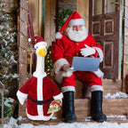 Christmas Santa Claus Goose Outfit Dresses Clothes for 23" High Cement or Plastic Christmas Goose Lawn Clothing Porch Garden Costume for Yard Patio Statue Outdoor Xmas Holiday Decor
