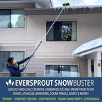 EVERSPROUT Never-Scratch SnowBuster and Ice Scraper 5-to-12 Foot (Up to 18 ft Standing Reach) | Pre-Assembled Extendable Roof Rake for Snow Removal | Lightweight Aluminum, Soft Foam Pad