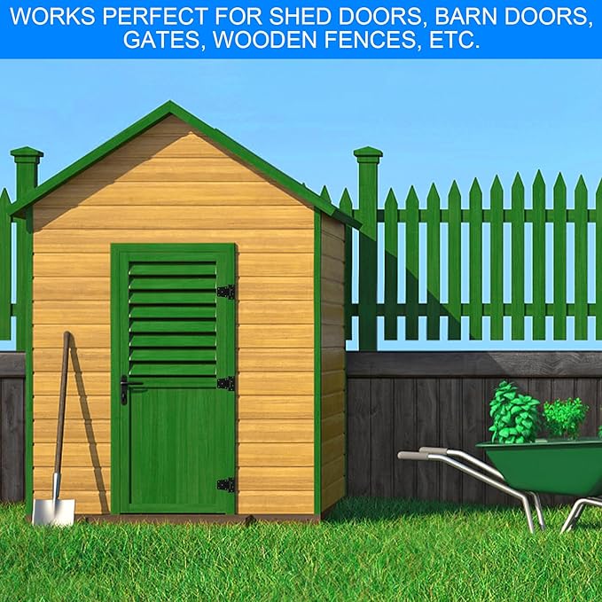 Heavy Duty Gate Hinges 3.5 inch 6 Pack Extra Thick Industrial T Barn Door Hinges Shed Door Hinges for Large Wooden Gates Wood Fence Outdoor - Black Iron Finish (Screws Included)