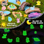 120PCS Glow in The Dark Mini Resin Animals 20 Styles of Luminous Ducks dinosaurswls Frogs and More Tiny Figurines for Fairy Garden Aquarium Terrarium Potted Plants Dollhouse Decor
