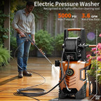 2025Upgraded Pressure Washer 5000PSI with Adj-8-Level Touch Screen, 34" Tall Power Washer, 4 Quick Connect Nozzles, Inlet Hose&Filter&500mlFoam Cannon for Cars/Fences/Driveways/Home Cleaning, Red