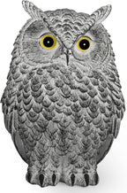 Realistic Owl Statue for Indoor & Outdoor Decoration, Effective Birds Deterrent for Garden, Patio, Yard, and Fake Owl Home Decor, Suitable for Outside Decor (Gray)