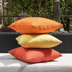 Kevin Textile Outdoor Waterproof Throw Pillow Covers Pack of 2 Weaving Texture Water Resistant Outside Decorative Cushion Covers for Garden Patio Tent Balcony Bench Couch Sofa 18x18 Inch, Yellow