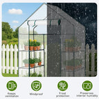 Outvita Walk-in Greenhouse, Outdoor Durable PE Plant Green House for Frost Protection with 3 Tiers 4 Shelves, Shelf Clips, Roll-up Zipper Door, 56"x29"x77" White