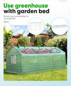 Quictent Portable Mini Cloche Greenhouse w/ Elevated Bottom, Large U-Shaped Zipper Mesh Door & 2 Side Screen Window Waterproof UV-Resistant Hot House for Indoor Outdoor, 95" x 36" x 36" (Green)