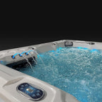 Scenic Outdoor Hot Tub, 6-Person 69-Jet Lounger 4-Pump Spa with Triple Water Columns and Bluetooth Stereo by Essential Hot Tubs