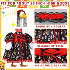 Suzile Halloween Goose Outfit Dresses Clothes for 23" Dia De Los Muertos Cement or Plastic Porch Goose Costume for Yard Lawn Outdoor Garden Patio Statue Halloween Holiday Decor