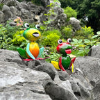 Metal Garden Decor Yard Art for Outside Set of 2 Cute Small Frogs Lawn Patio Ornaments Backyard Decorations Garden Gifts for Mom - (Yellow,Green)
