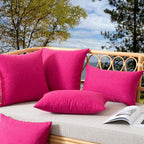 Kevin Textile Pack of 2 Outdoor Waterproof Pillow Covers Valentines Day Decorative Throw Pillow Covers Square Checkered Couch Pillow Covers for Patio Tent Bed Sofa Living Room 20x20 Inch Hot Pink