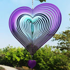 DJUAN Wind Spinner Purple-Green Gradient Love Heart 3D Metal Hanging Wind Spinners Worth Gift Stainless Steel Yard Art Decorations Indoor/Outdoor Kinetic Wind Sculptures & Spinners