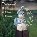Solar Garden Statues Outdoor Decor, Watering Owl Statue Garden Decor, Resin Yard Decorations Outdoor for Patio, Porch, Balcony, Lawn Ornaments, House Warming Birthday Gifts for Mom Women Grandma
