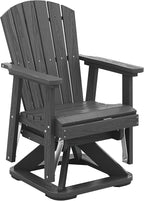 SERWALL Adirondack Swivel Glider Chair, HDPE Glider Rocking Chair for Outdoor, All-Weather Glider Chair for Porch, Balcony, Grey