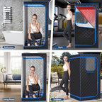 Smartmak Portable Steam Sauna, Full Body Sauna Tent for Home, 1 Person Steam Sauna Box with 660nm Red Light Therapy, 3L&1100W Sauna Steamer, Folding Chair