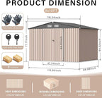 8x10 FT Metal Storage Sheds Outdoor, Metal Yard Sheds Garden Shed Kit, Tool Shed with Lockable Door, Utility Sheds Buildings with Air Vent for Backyard Garden Patio Lawn