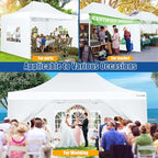 HOTEEL 10x15 Pop up Canopy Tent for Parties, Heavy Duty Easy Setup Tent with 4 Sidewalls, Outdoor Commercial Instant Gazebo for Wedding Event, with Roller Bag & Sand Bags, White(Hexagonal Frame)
