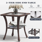 LayinSun 3 Pieces Outdoor Patio Furniture Set, Rattan Wicker Swivel Rocker Chairs Sets with Swivel Glider Chairs and Coffee Table