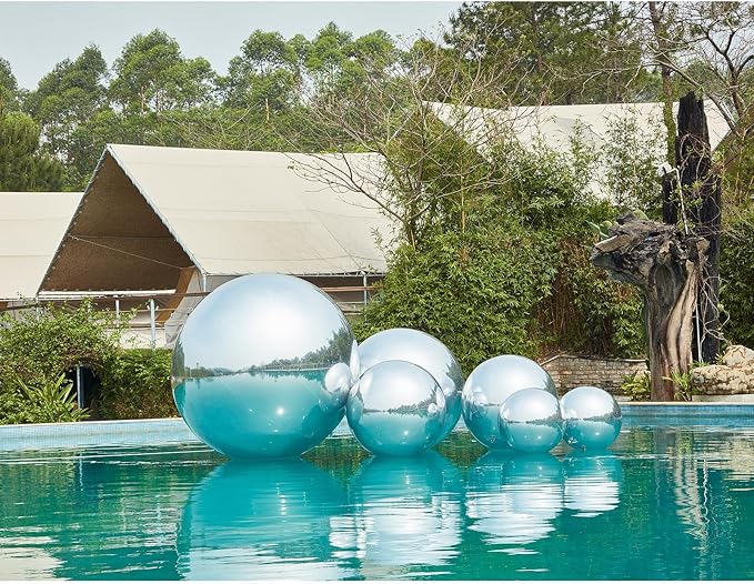 Generic Big Shiny Balls Giant Inflatable Mirror Balls for Events & Decor - Party, Advertising, Shows, Stage Decoration - Hanging & Standing-Various Sizes & Colors - Silver (2.5m/8.2ft)