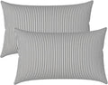 LVTXIII 12×20 Inch Outdoor Lumbar Pillows, Pack of 2 Water Repellent Lumbar Pillow with Inserts, Fluffy Decorative Garden Lumbar Cushions for Home Patio Coach Sofa Use, Topanga Stripe Grey