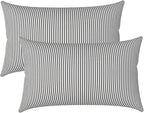 LVTXIII 12×20 Inch Outdoor Lumbar Pillows, Pack of 2 Water Repellent Lumbar Pillow with Inserts, Fluffy Decorative Garden Lumbar Cushions for Home Patio Coach Sofa Use, Topanga Stripe Grey