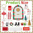 Haooryx Christmas Elf Garden Miniatures - 22Pcs Christmas Magic Fairy Doors Decoration Kit Wooden Miniature Fairy Doors Xmas Elf Magic Door Wall Fairies Xmas Winter Xmas New Year Decor(White Door)