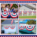 3x6Ft American Bunting Flags Outdoor, Patriotic Bunting for 4th of July Decorations, Memorial Day Patriotic Decorations, USA Pleated Fan Flag for Outdoor Indoor Use (Set of 3)