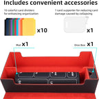 AFIING Mtg Deck Box Holds 5 Display Card Deck Boxes with Mtg Playmat & Dice Box,10 Dividers,1Card supporter, Trading Card Storage Box for Magic Yugioh Sports Cards (Black &Red)