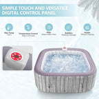 HUGROVE Square Inflatable Hot Tub for 4-6 Person, Portable Outdoor Spa with 130 Bubble Jets, Energy-Efficient Heating up to 100 °F, Smart Control, PVC Material, with Cover (Square)