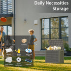 NUNU LAB 32 Gallon Resin Deck Box 2 Pack Outdoor Indoor Waterproof Storage Box for Patio Cushions, Garden Tools, Pool Accessories,Backyard Storage Bin,Grey
