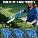 AZZUNO Hedge Trimmer Cordless, 2-in-1 Battery Powered Electric Hedge Trimmer&Grass Shears with Battery and Charger Included,Handheld Grass Cutter Shrub Trimmer for Gardens, Yards, Lawns