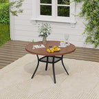 VICLLAX 5 Pieces Outdoor Dining Set, Patio Furniture Set of 4 Patio Swivel Dining Chairs and 41" Patio Round Table with Storage Shelf, Mixed Brown Chairs & Walnut Tabletop