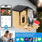 Smart Bird Feeder with Camera Solar Powered, 2.5K HD AI Identify 10000+ Species, Color Night Vision, 1.5L Bamboo Wood Feeder House Outside, Auto Capture & Notify, Ideal Gift for Bird Lovers