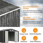10x8 FT Metal Outdoor Storage Shed, Dual Doors with Lockable Bolts, Large Garden Shed for Yard Tools, Bike, Generator, Waterproof Galvanized Steel Panel with Vent & Sloping Roof