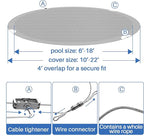 ECOOPTS Round Pool Cover for Above Ground Pools, Swimming Pool Cover Protector Winter Safety Cover (15 ft, Light Grey)