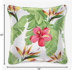 BrylaneHome 16" Square Toss Pillow - Patio & Outdoor - Patio & Outdoor - Water, Stain & Fade Resistant - Hibiscus