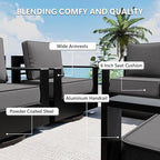 Outdoor Patio Furniture Set, 5-Piece Aluminum Patio Conversation Set All-Weather Metal Outdoor Sectional with 6 Inch Thick Cushions, Deep Setting for Garden, Outside and Porch