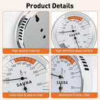 Sauna Thermometer Fahrenheit and Hygrometer 2-in-1 - Precise Indoor Humidity Temperature Monitor Gauge Sauna Accessories, Mechanical Metal Hygrothermograph Meter for Bathroom Steam Infrared Sauna Room