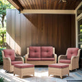 Patio Furniture Set with Swivel Chairs, 5 Pieces Outdoor Wicker Furniture Set with Patio Swivel Rocker Chairs for Patio, Yard, Deck, Porch, Poolside
