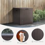 DUMOS 31 Gallon Deck Box, Lockable Outside Storage Box for Outdoor Use, Outside Waterproof Resin Package Delivery Box for Backyard Patio Garden, Brown