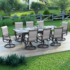 Amopatio Padded Patio Swivel Chairs Set of 8, Outdoor Dining Chairs with Ultra Soft Textilene High Back Seat & Metal Rocker Frame, for Backyard Deck Lawn Garden, Light Gray