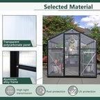 KEIKI 6 x 10 FT Greenhouse for Outdoors, Heavy Duty Polycarbonate Large Walk-in Greenhouse with Double Doors and Two Ventilation Windows for Outside Green House Garden Backyard