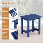 LUE BONA Outdoor Side Table Set of 2, HDPS Small Outdoor Table, Adirondack Side Table, Outside End Table for Patio, Porch, Deck, Pool, Weather Resistant/Easy Maintenance/Indoor or Outside Use, Navy