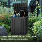 Two 28 GallonOutdoor Storage Box,Resin Deck Boxes Waterproof, IndoorOutdoor Bin for Package Delivery, Patio Cushions, Gardening Tools, Lockable, UV Resistant